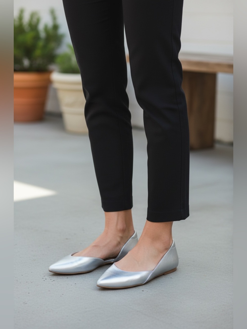 NWT Old Navy Vegan-Leather D'Orsay Flats in Silver size 8